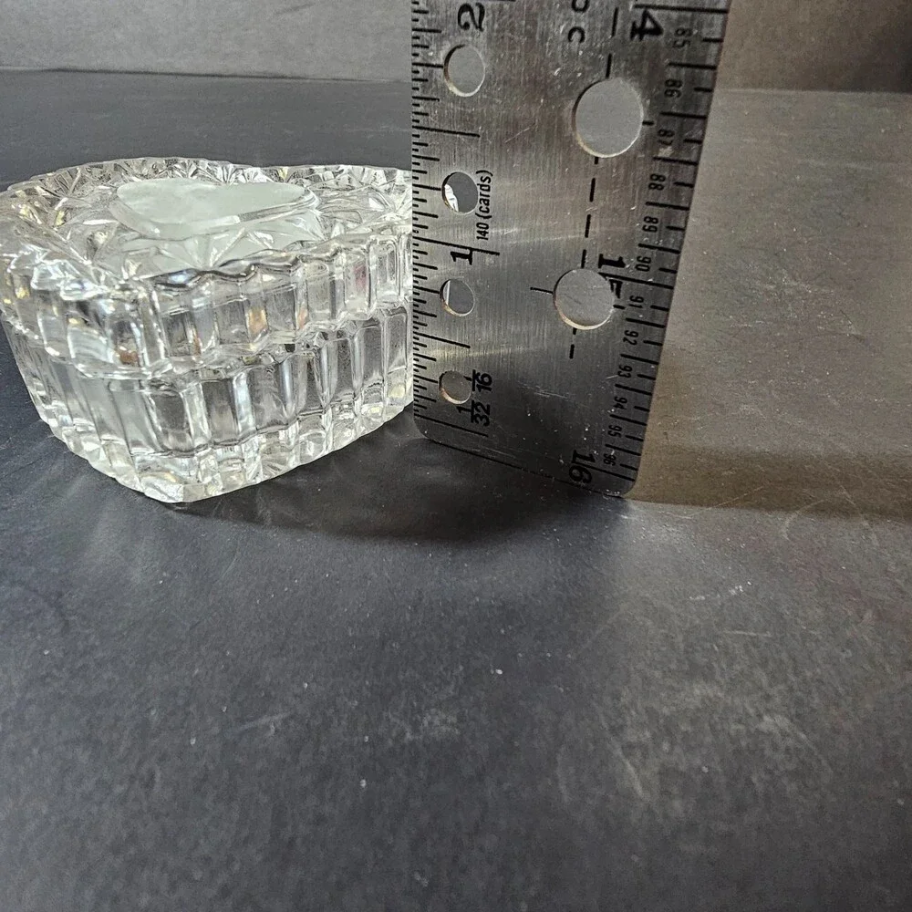 Vintage Hofbauer Leaded Glass Crystal Heart Trinket Jewelry Box 2.5 inch